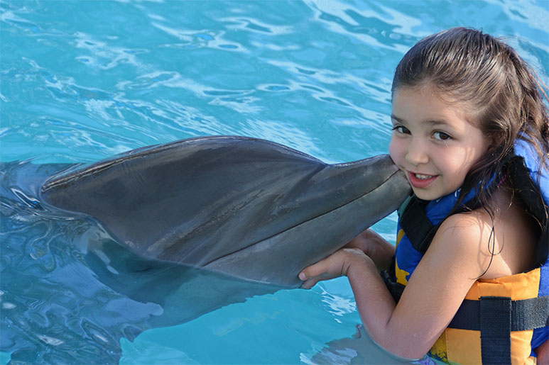 niña con delfin